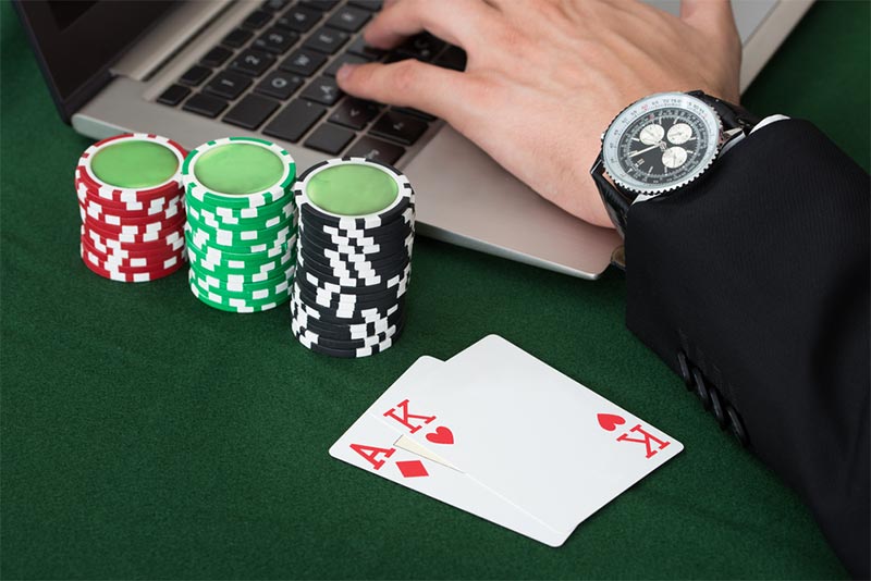 Blackjack card or chip switching