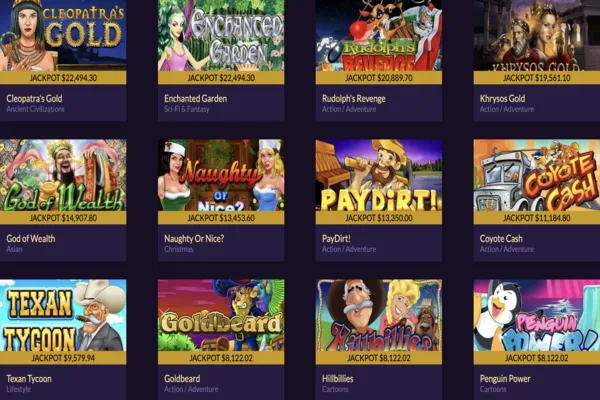 Royale Ace Casino Progressive jackpots games include Enchanted garden, Rudolph's Revenge, Khrysos Gold, God of wealth, etc.